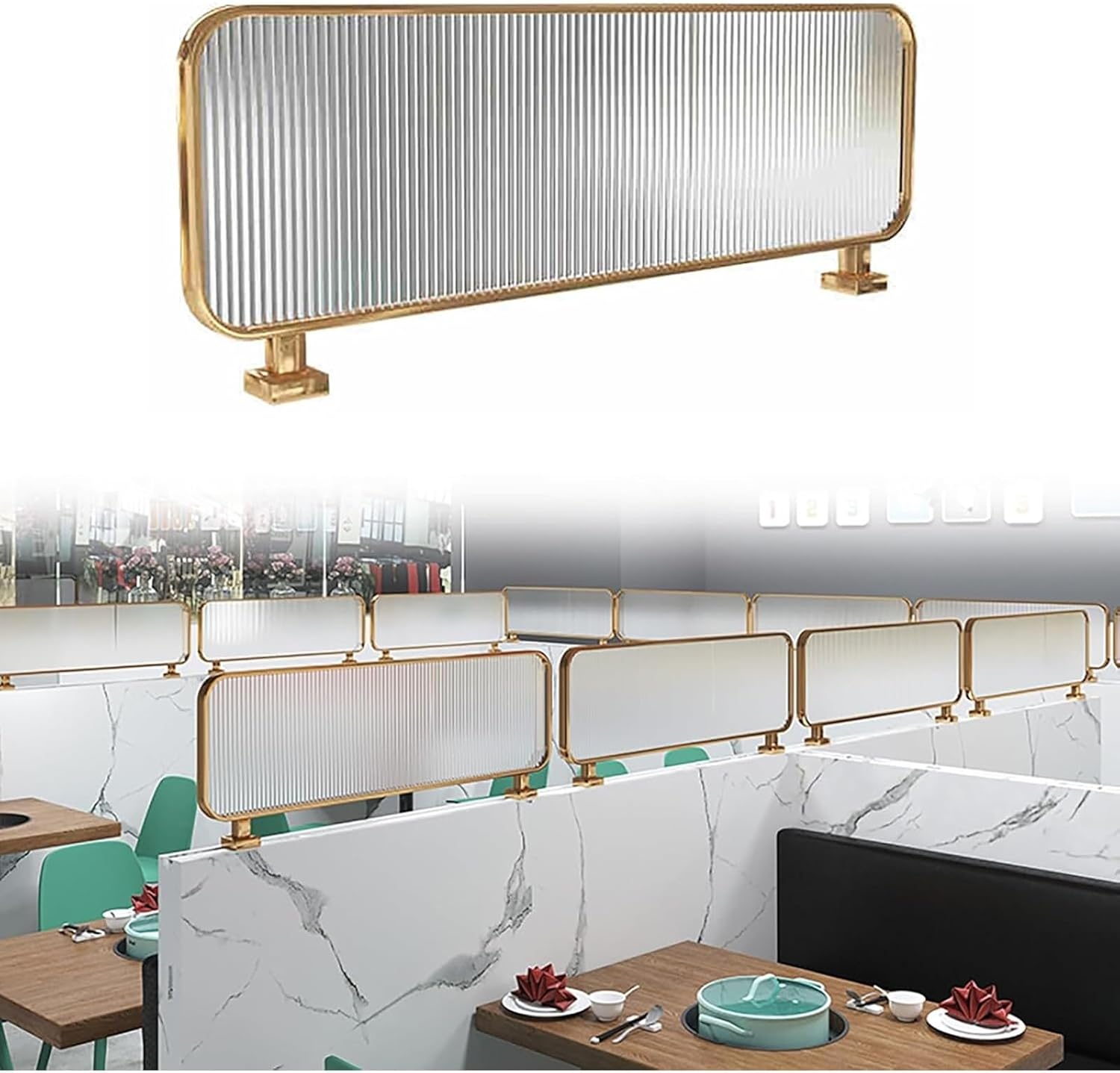 Glass Room Divider Office Partition Tempered Glass Panels Table Dividers Panels Partitions，Stylish Glass Partition – Elegant Room Divider for Dining Areas Kitchen Office Restaurant & Ho