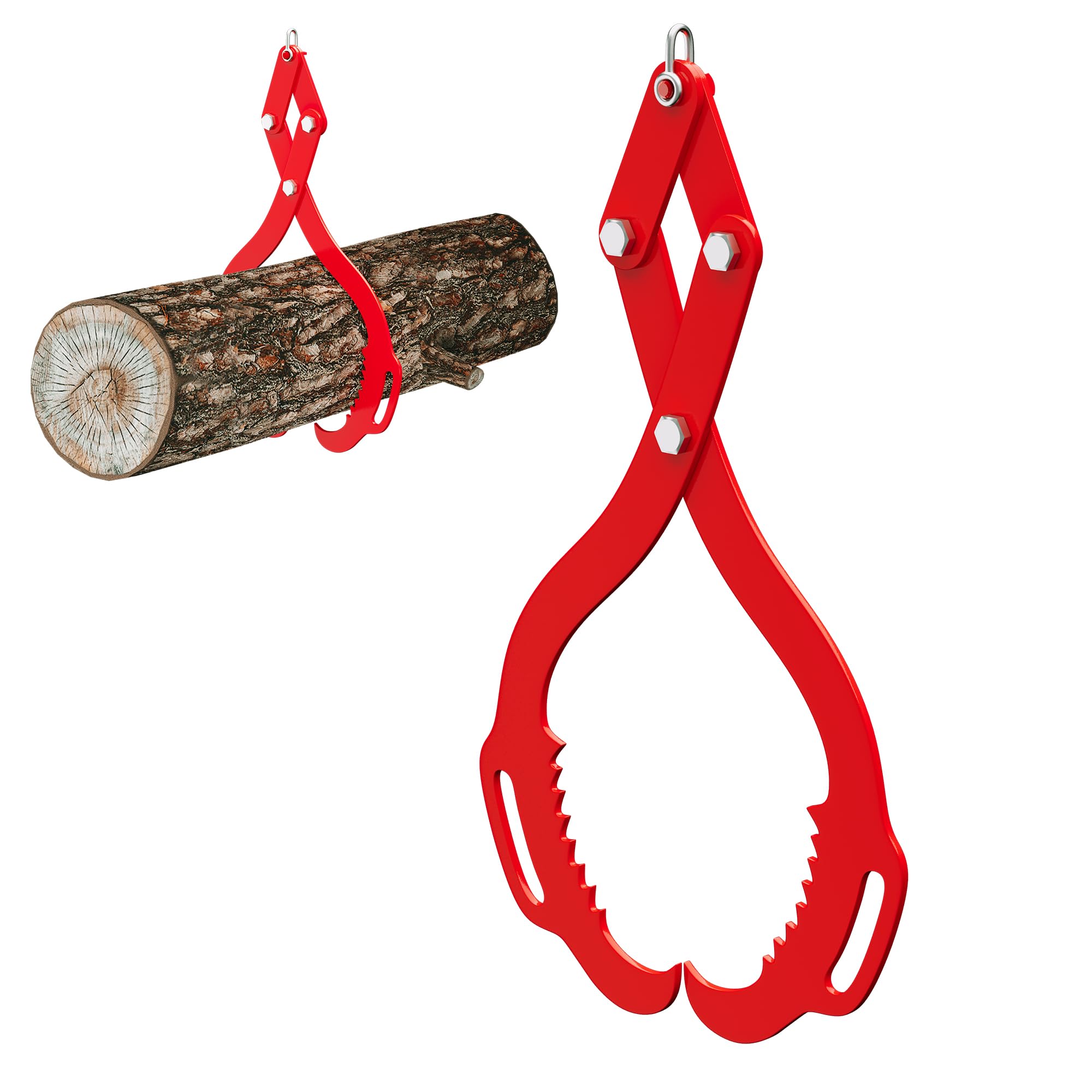 Pinza Sollevamento Tronchi - Doppia Zampa Dentata, 2200 lbs, Ganasce in Acciaio Pesante con Manici - Ideale per Trattori e Camion - Per Trascinamento Legna - 18 inches