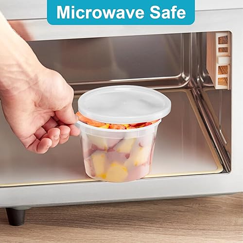 Miniatura 5 de Recipientes de plástico para almacenamiento de alimentos de 64 onzas con tapas, 12 juegos, recipientes aptos para microondas, congelador y