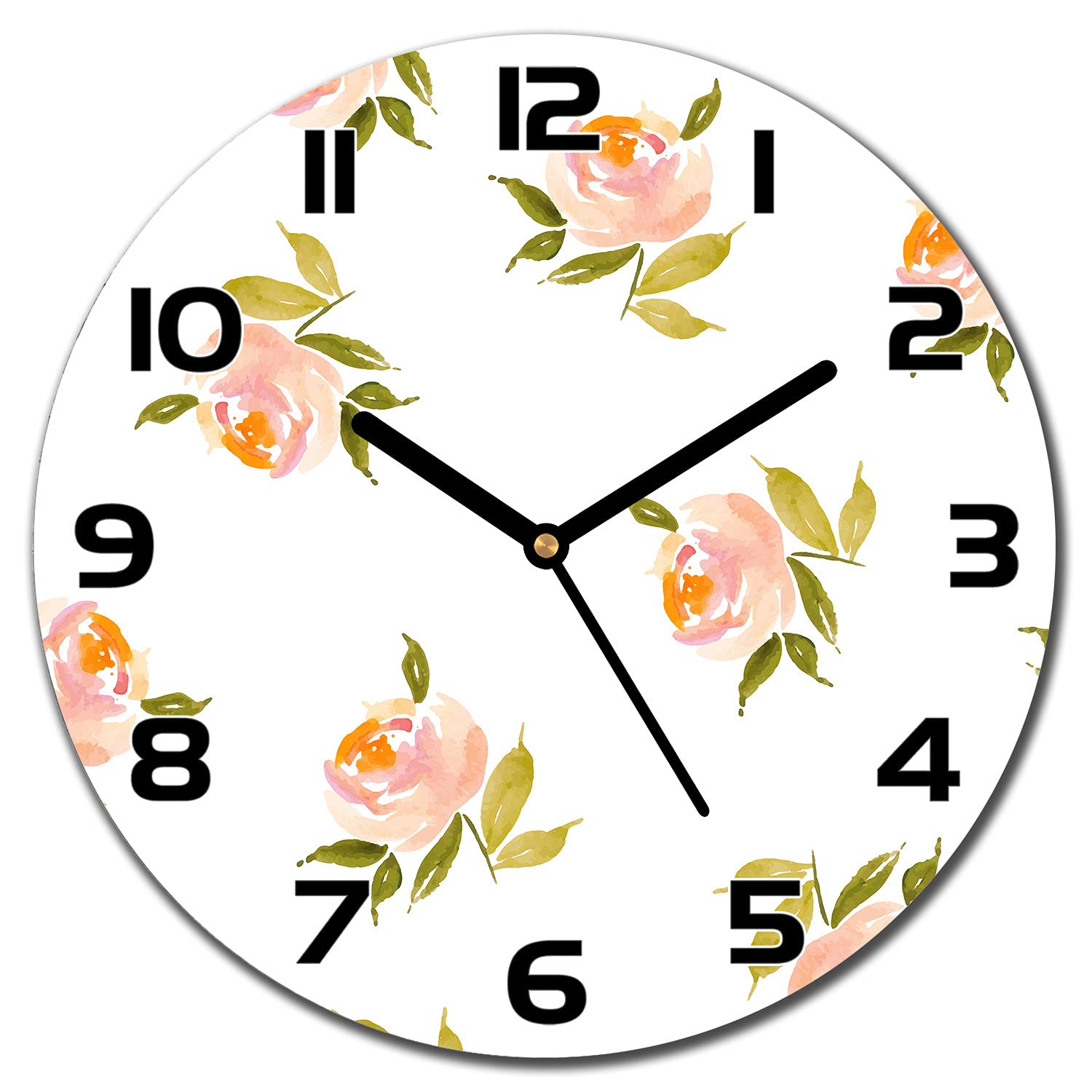 Horloge en Verre Fleurs De Fleurs au design raffiné de 30 cm