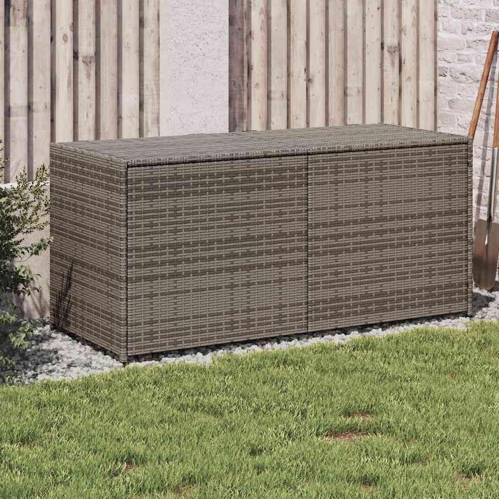 IKAYAA Litre PolyRattan Outdoor Storage Box Grand patio Deck Box Outdoor Garden Storage Box Cushion Box Storage Containers for Tools Pool Accessory Pillows-grey-120 x 50 x 56 cm