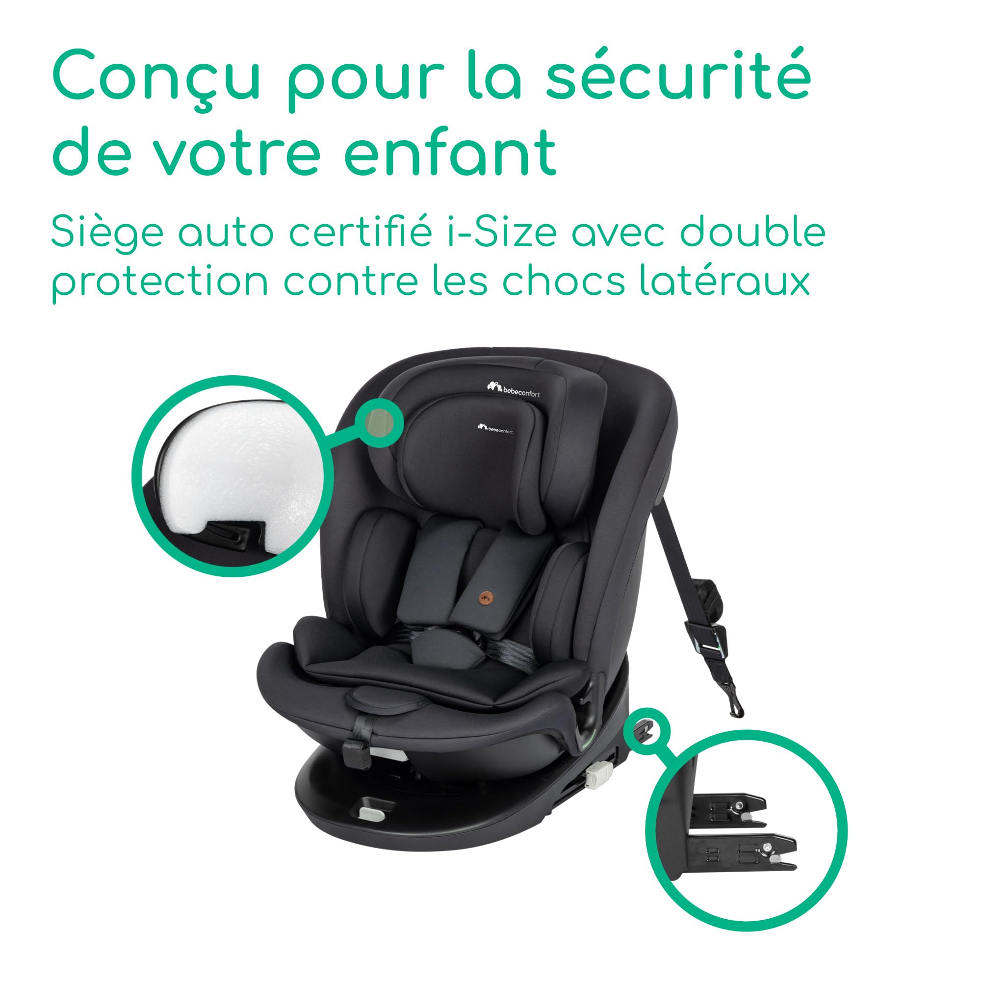 Bebeconfort RevolveFix 360 i-Size Siège Auto Pivotant 360° ISOFIX 0-12 Ans 40-150 cm Full Black