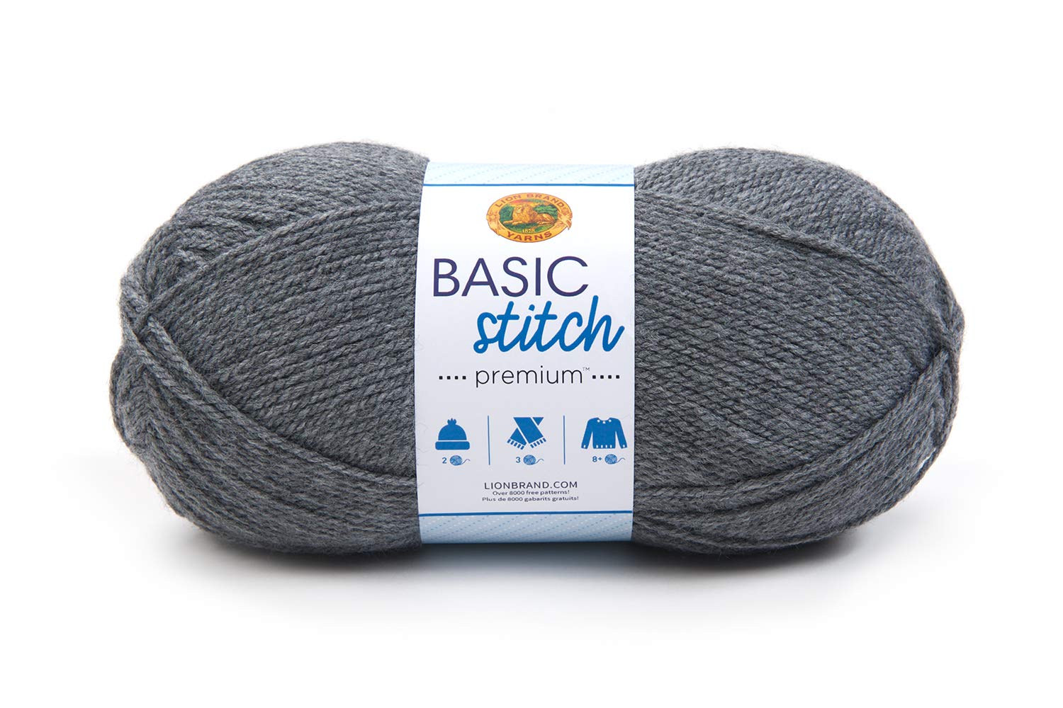 Lion Brand Yarn 201-152 Basic Stitch Premium Yarn, Charcoal