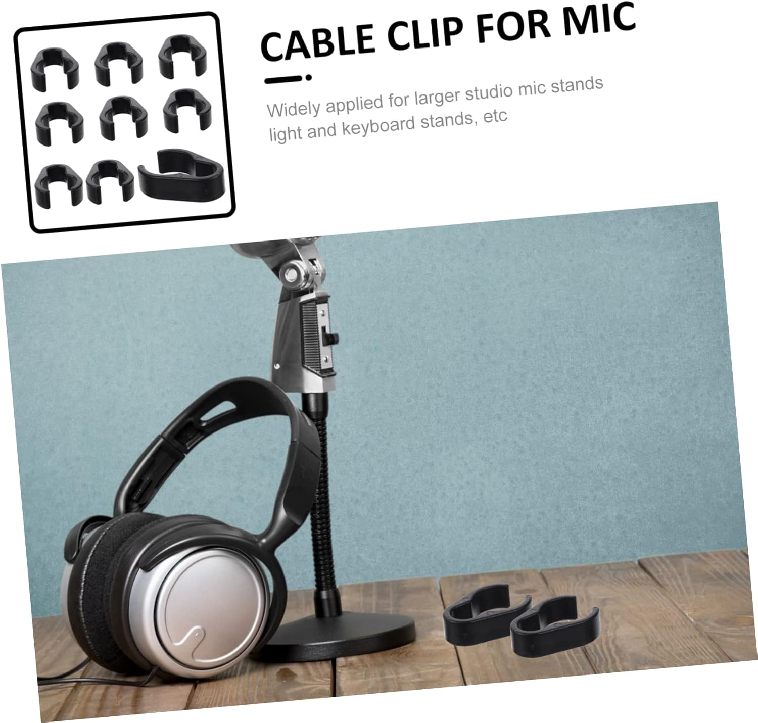 TiStm 30 pcs Pole Clips Home Universal Office Stand Holder Microphone Accessories for Boompole Plastic Holders Cable Mm Car Ethernet Mic Ev Studio Abs Cords Cord Management Stands (Color : Black 3x5p