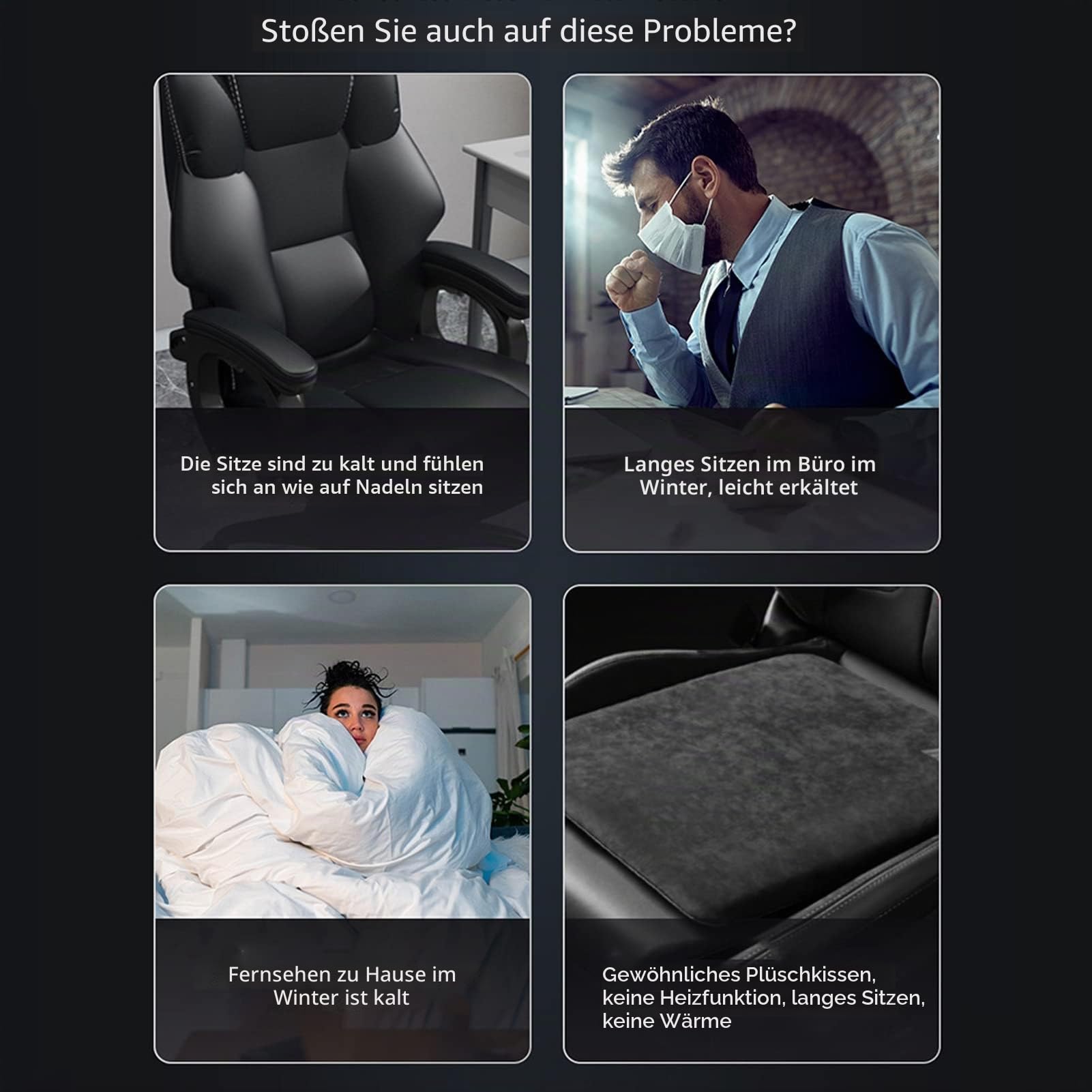 Beheiztes Sesselkissen 3 Temperaturstufen, Heizt Sich Schnell Auf, USB-Heizung Verdickter Sitzwärmer For Bürostuhl, Schaukelstuhl(Gray)