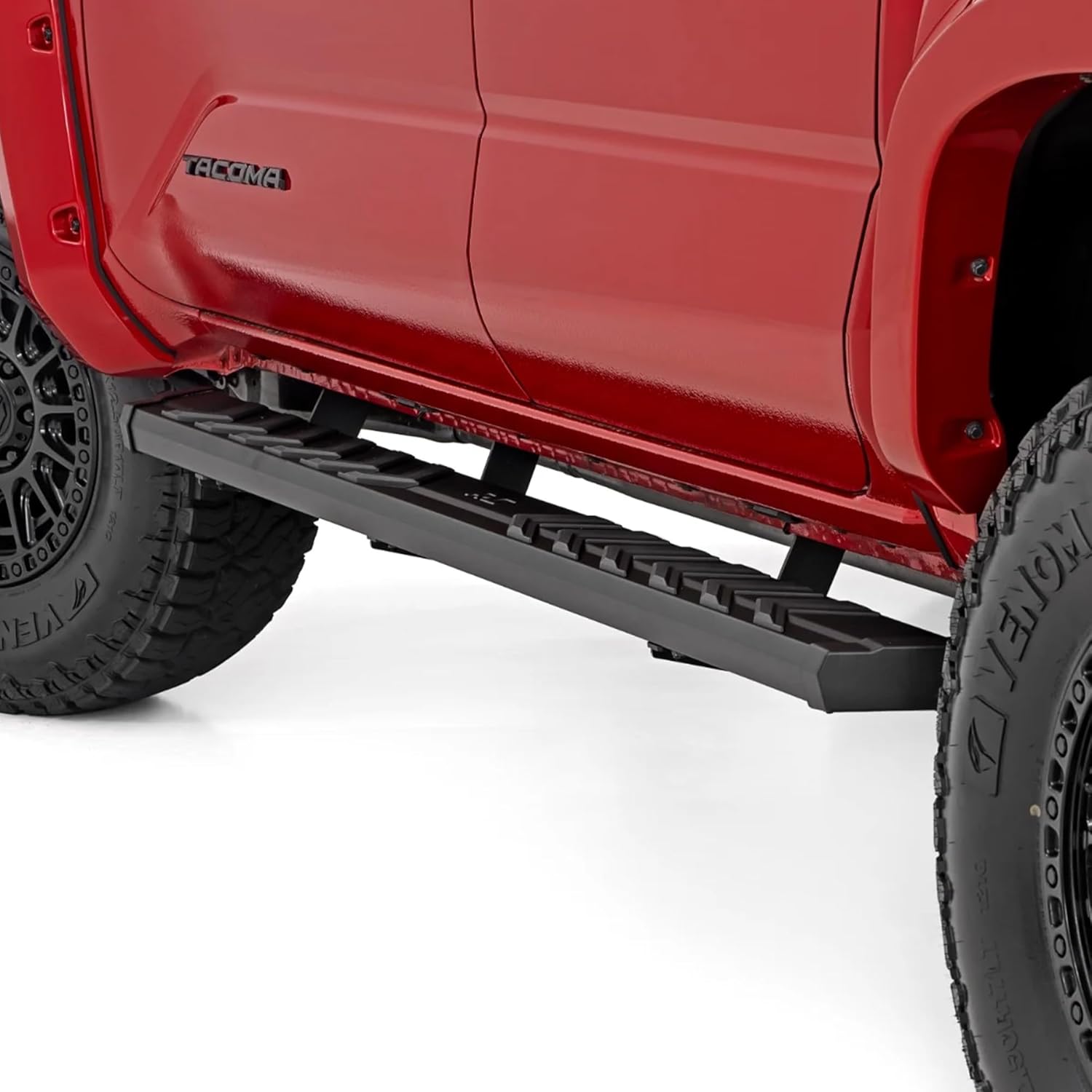 Rough Country BA2 Running Boards for Toyota Tacoma Double Cab (2024-2026) - 5" Wide Steel Step Bars, Non-Slip Grip Foot Rails, No-Drill Install, Truck Side Steps