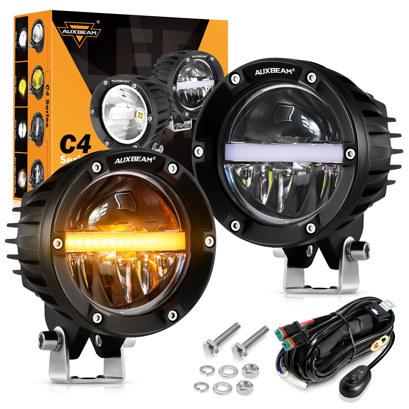 Amazon.co.jp: Auxbeam 4インチ 110W ラウンドオフロードライト