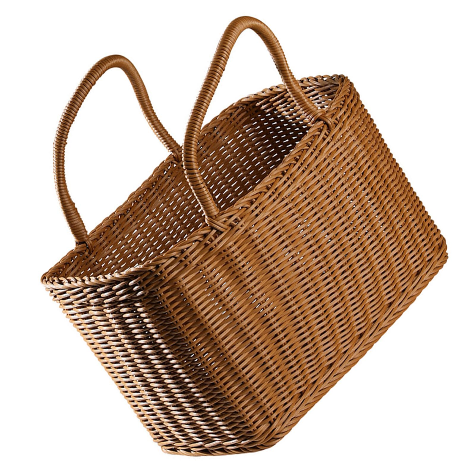 Panier tressé élégant marron plastique design contemporain bureau salon