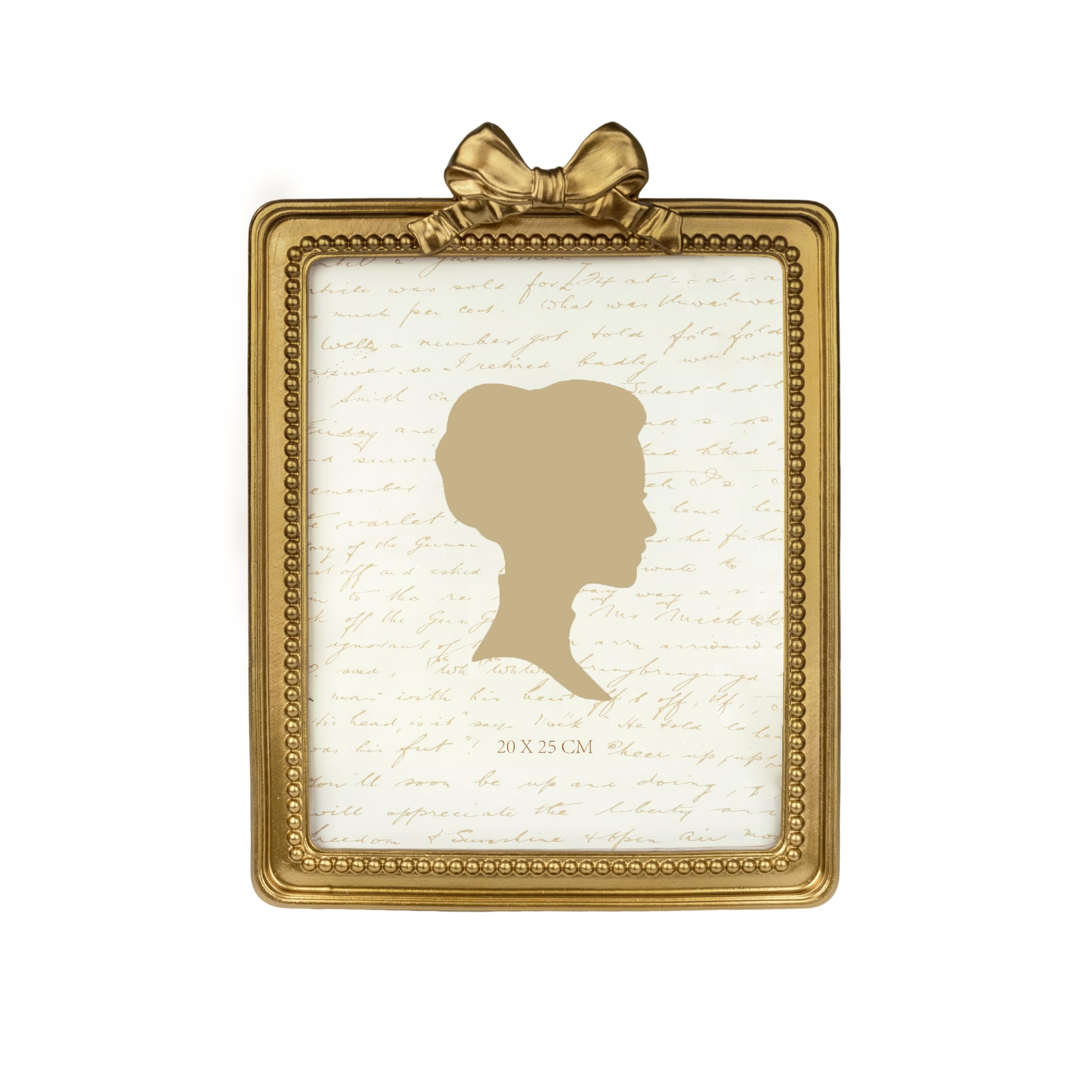 Cadre photo vintage 20x25 cm AELS en bronze doré avec vitre de verre antique