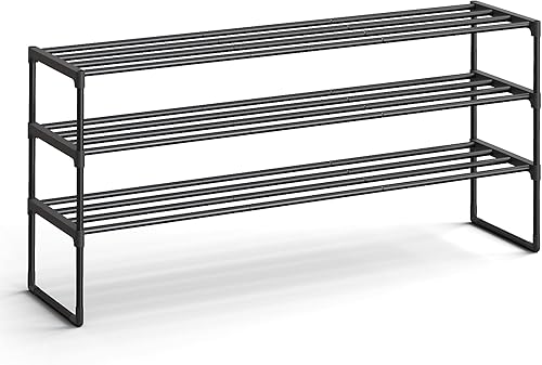 Miniatura 12 de SONGMICS Zapatero, Organizador de Zapatos de 3 Niveles, Estante de Almacenamiento de Metal, Vertical o al Revés, para 16-20 Pares, Apilable, para