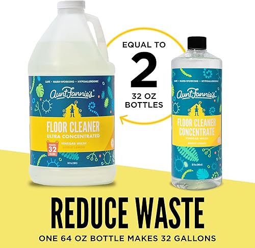Miniatura 2 de Aunt Fannie's Limpiador de pisos ultra concentrado con vinagre, limpiador de pisos multisuperficie para trapear, aroma a limón brillante, 64 onzas