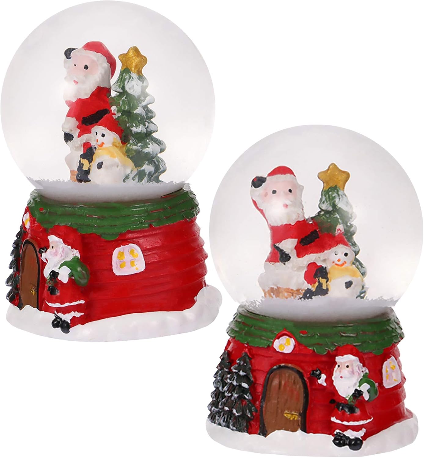 LUOZZY 2Pcs Creative Christmas Snow Globes Resin Crystal Balls Desktop Decorations