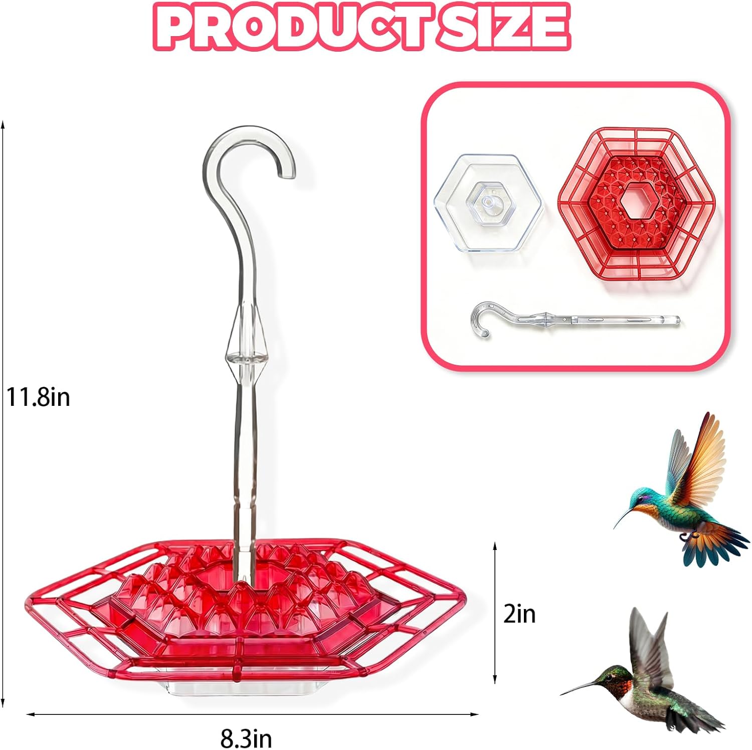Hummingbird Feeders for Outdoors Hanging with 30 Feeding Ports Saucer Humming Bird Feeder with Integrated Ant Moat Bee-Proof Leak-Proof No Drip, Easy Cleaning and Refill - Image 5