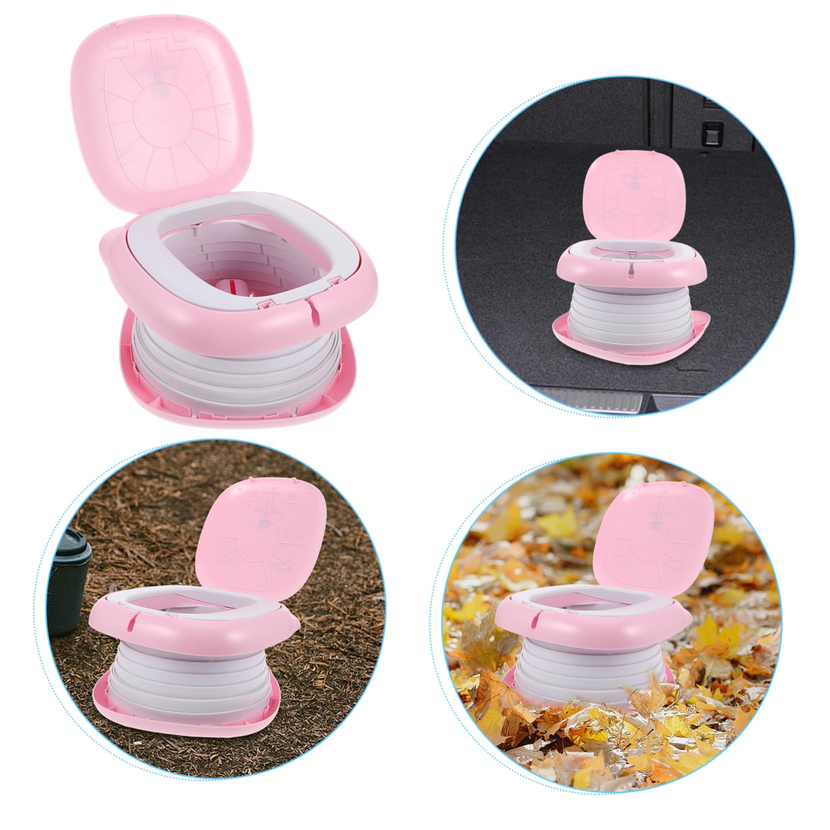 Reise Toilette für Kleinkinder Faltbare und Tragbare Töpfchen für Jungen und Mädchen für Camping und Ausflüge Auslaufsicheres Design Rosa