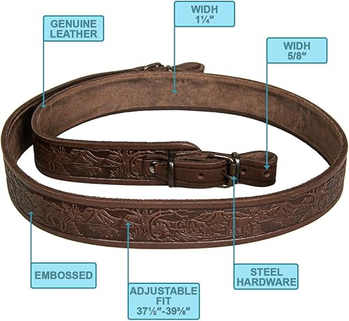 Miniatura 2 de Rifle Sling Gun Hombro Cuero Genuino Cinturón Ajustable para Caza Al Aire Libre Escopeta Táctica Escopeta Correa Escopeta En Relieve NegroMarrón