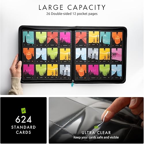 Miniatura 3 de Vault X Carpeta con Cremallera de 12 Bolsillos XL para Tarjetas Coleccionables - 624 tarjetas, Material de Álbum Exo-Tec Premium, 26 Páginas