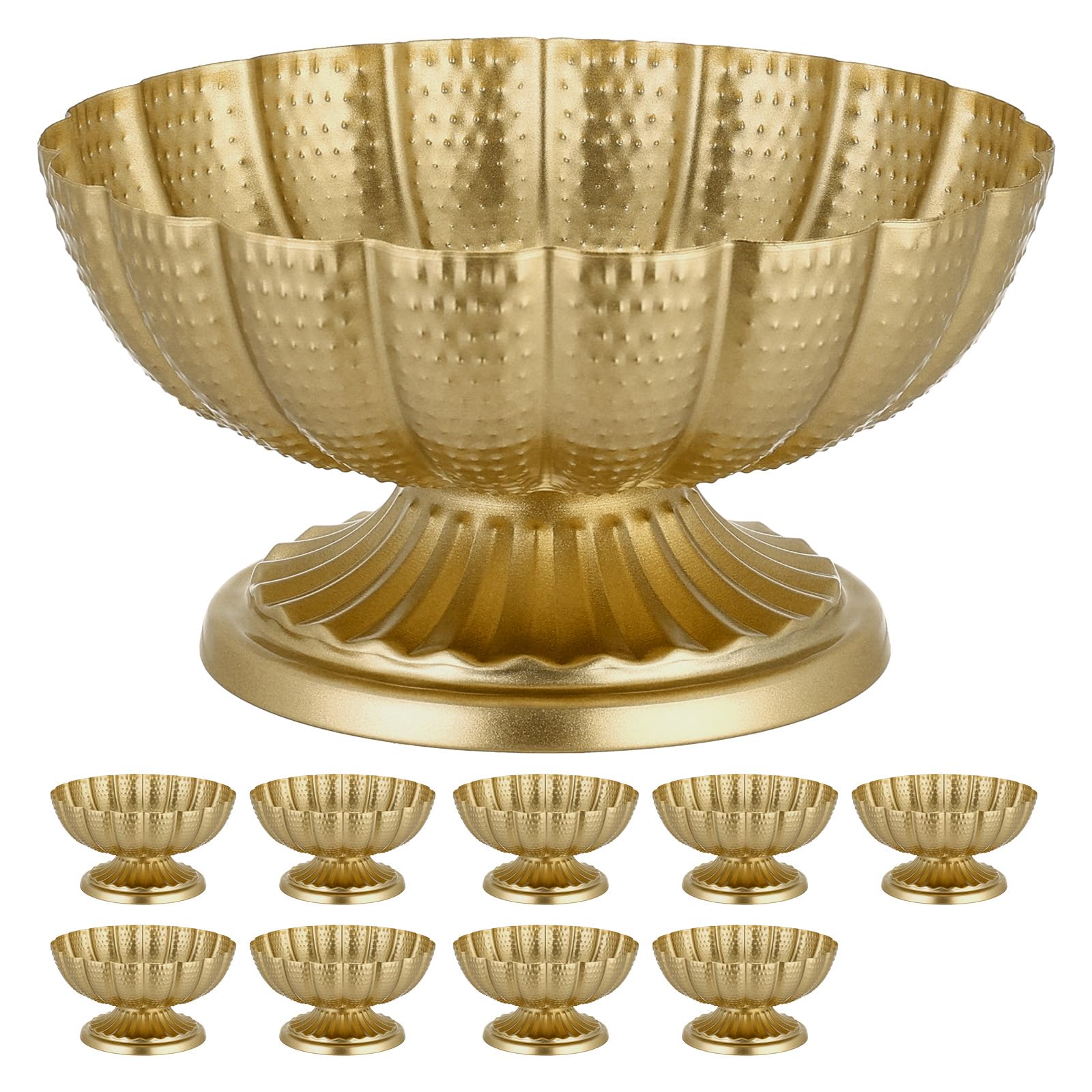 VEVOR 10 STK. Hochzeitsvasen Tafelaufsatz Blumenvasen für Hochzeit 10 cm Hoch, Metall Tafelaufsatz Vasen mit Blumenständern, Blumenschale Tischdeko für Hochzeiten Party Jubiläumsfeier Zeremonie, Gold