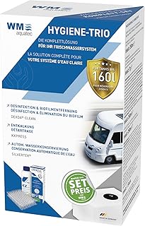 Hygiene-Trio HGT-120 | Wasserhygiene Komplett-Set für Tanks bis 160L | Reinigung, Entkalkung, Desinfektion & autom. Wasserkonservierung | für Caravan, Wohnmobil & Boot | Made in Germany