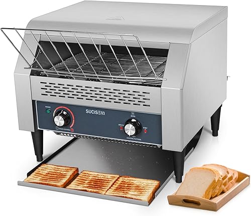 Tostadora con transportador comercial, 450 rebanadashora, tostadora de acero inoxidable de 2600 W, tostadora industrial resistente, horno eléctrico