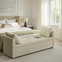 Vista 53 de HULALA HOME Banco otomano moderno de almacenamiento con almohadas, banco extra largo de dormitorio de 59.4 pulgadas para pie de cama, cómodo Azul