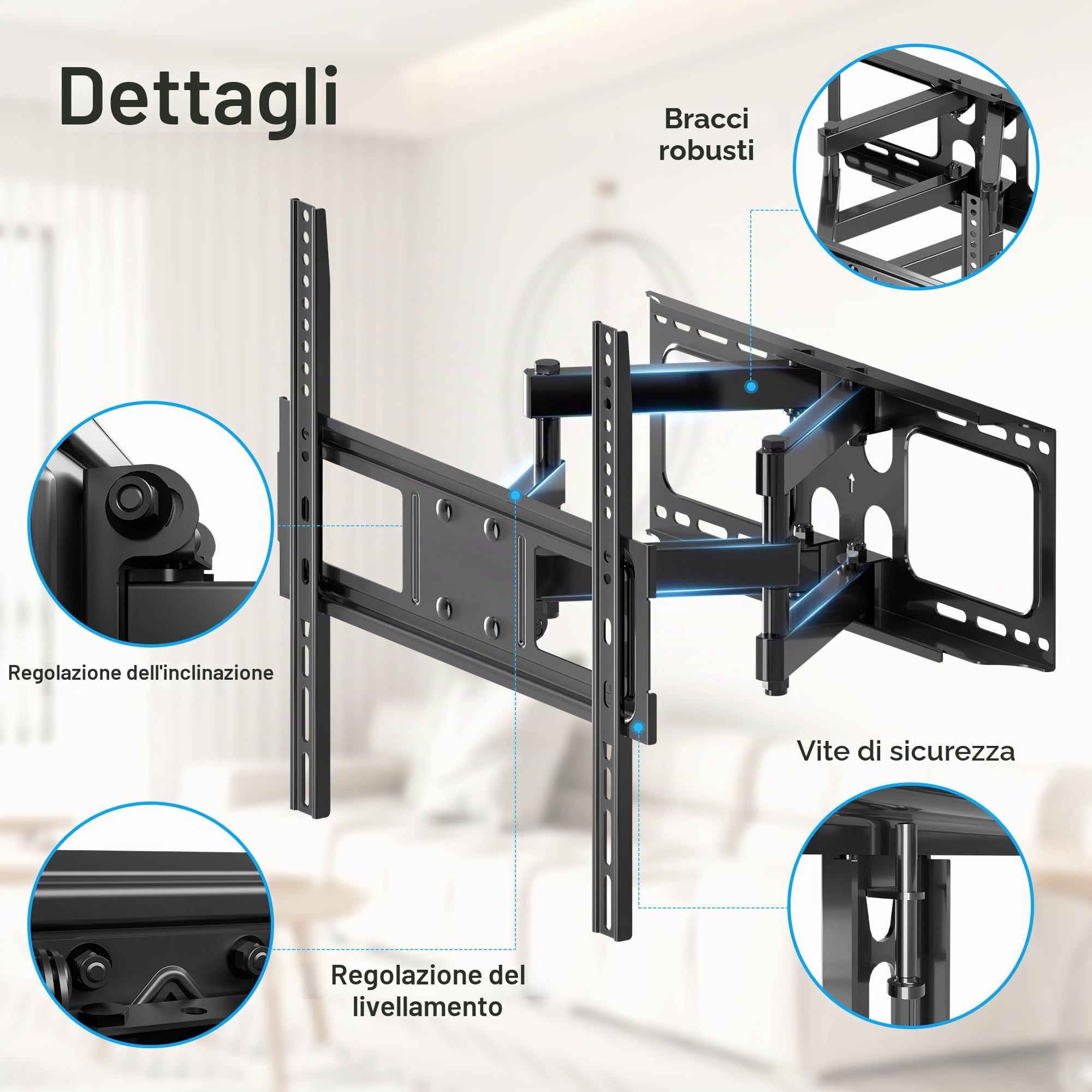 XINLEI Supporto TV a parete, supporto TV a parete per TV piatte e curve da 26-70 pollici fino a 45 kg, supporto TV max. VESA 400x400 mm