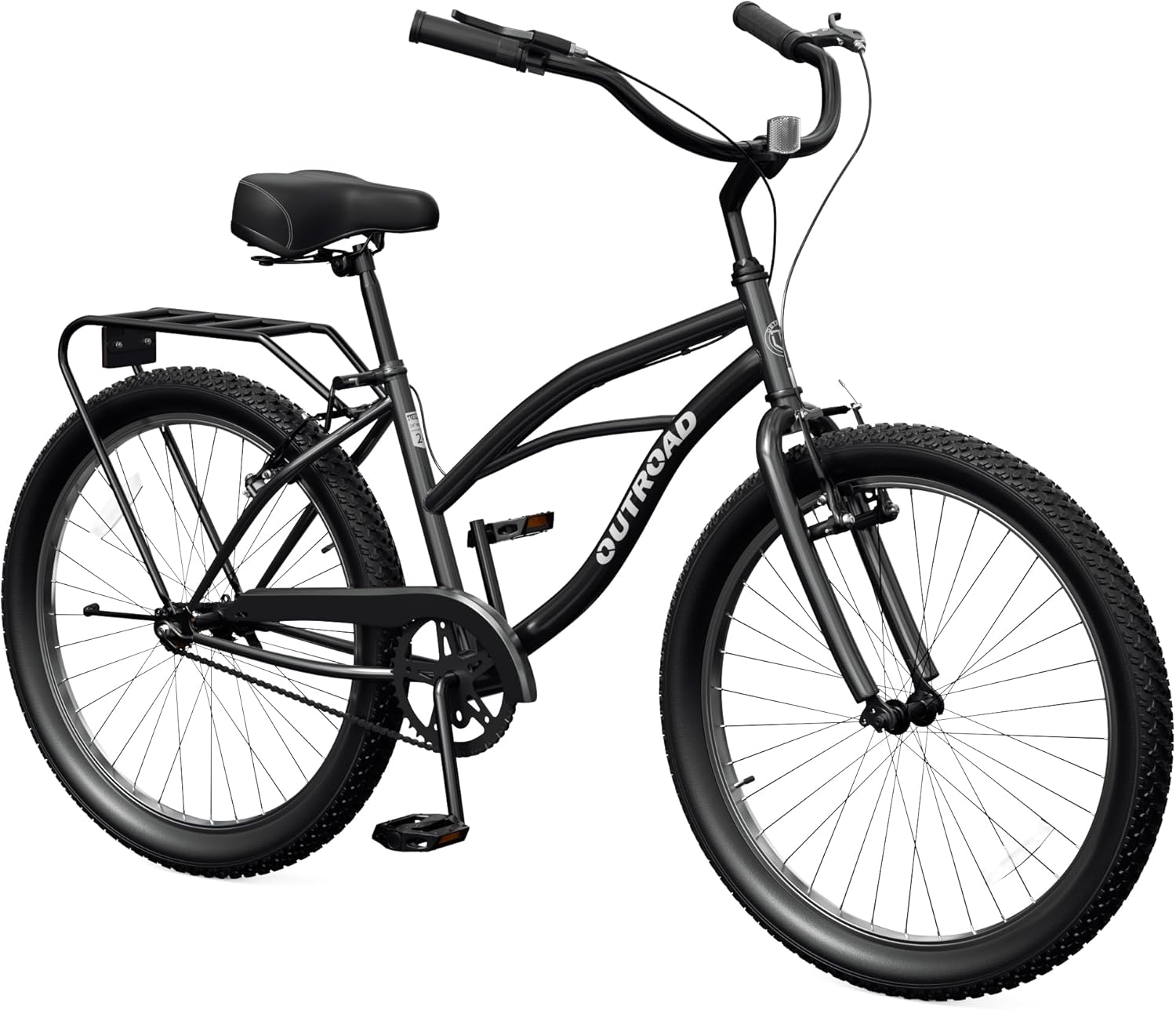 Outroad 24/26 Inch Beach Cruiser Bike for Women，Single Speed Commuter Bicycle for Adult Men and Women, High-Carbon Steel, V-Brakes Comfortable City Bikes with Rear Rack