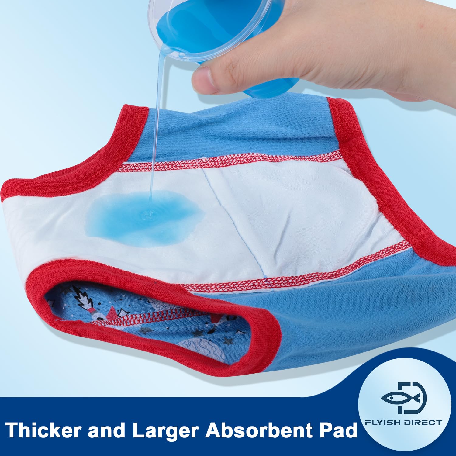 FLYISH DIRECT Potty Training Pants 10 Packs, Big Kids Potty Training Underwear, 100% Cotton Absorbent Boys Training Pants for Daytime Potty Training 4 Years, Blue - 5