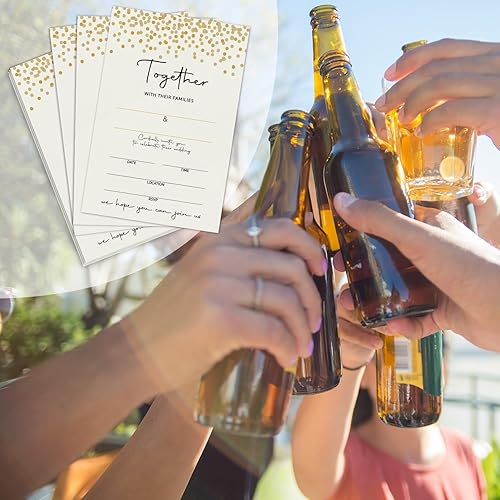 Miniatura 4 de Invitaciones de boda de puntos dorados, kit de invitación de fiesta de boda con confeti dorado, suministros para fiestas y recepciones, invitaciones