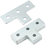 QWORK 6 Pack T Shaped Connector Flat Plate Fitting Bracket, Compatible with 1/2