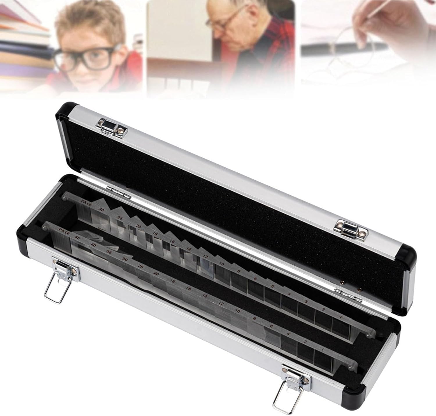 Optical Ophthalmic Prism Set, Strabismus Examination Kit with Horizontal (16) and Vertical (15) Eye Prism Strips, for Hospital, Optometry