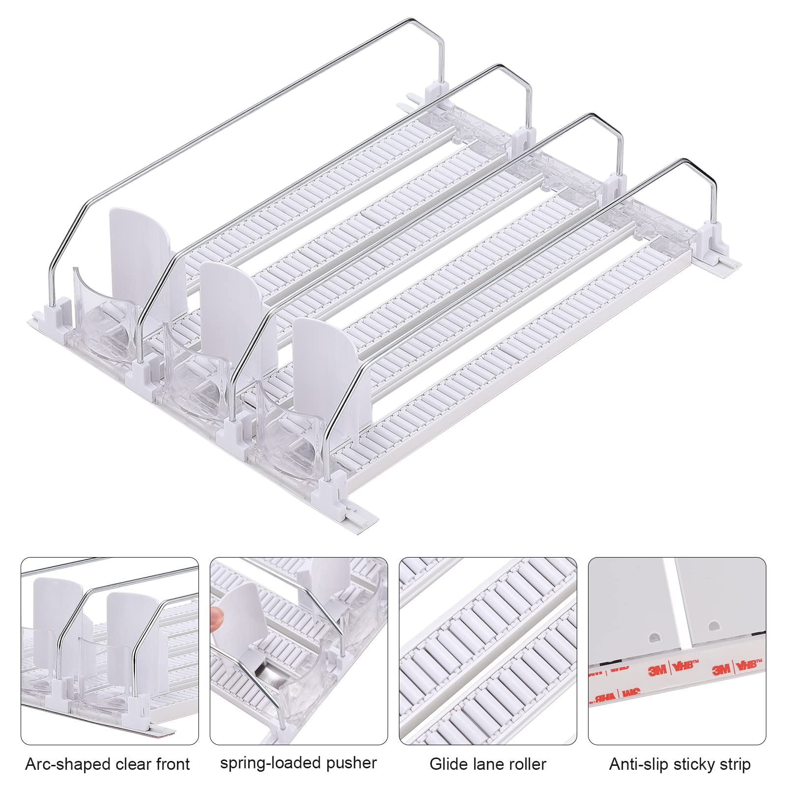 Dispensador de bebidas para refrigerador, organizador de latas de refresco autoempujable de 6 filas para refrigerador, ancho ajustable, empujador de bebidas, lata de cerveza, almacenamiento de