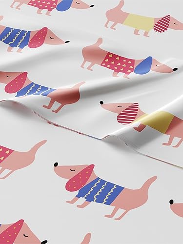 CGK Juego de sábanas matrimonial, 4 piezas, para niños, niñas, adolescentes, de perros, esquinas de bolsillos profundos de fácil ajuste,