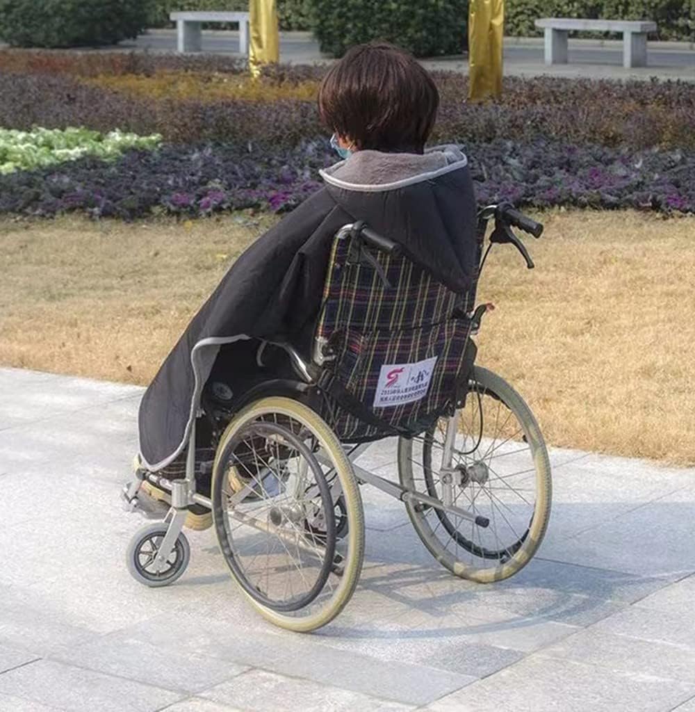 Wodoodporne ponczo na wózek inwalidzki, dla dorosłych, ciepły koc z zamkiem błyskawicznym i kapturem na wózek inwalidzki, trwała ochrona przed deszczem dla użytkowników wózków inwalidzkich