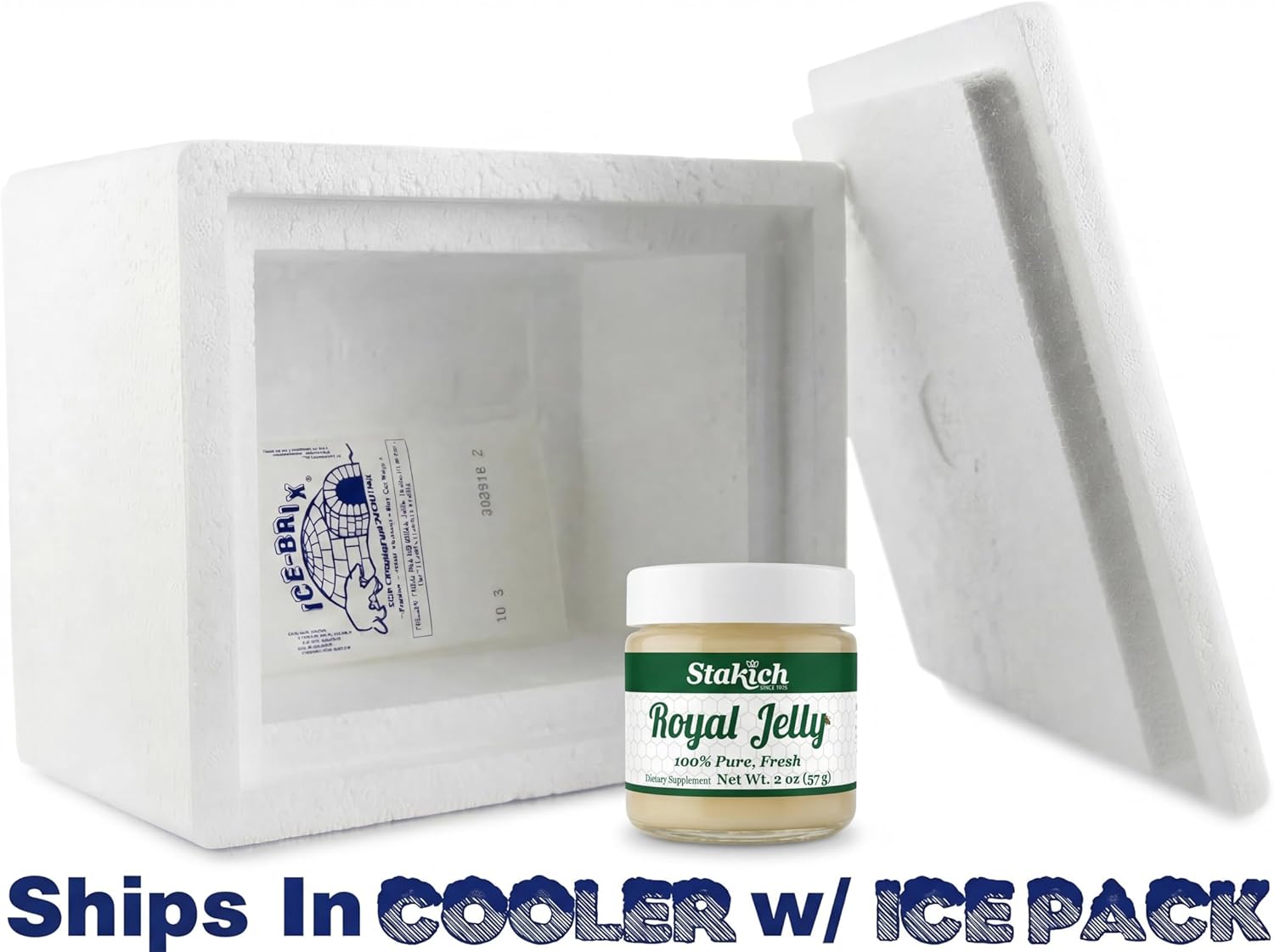 Stakich Fresh Royal Jelly 1.95 oz – Pure Raw 10-HDA | Natural Energy, Immune Support, Skin Radiance & Menopause Relief | Cold-Shipped with Thermal Packaging