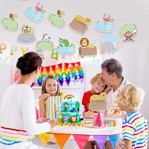 Miniatura 7 de Outus 45 piezas de recortes de animales de la selva, decoración de tablón de anuncios con temática de safari, figuras de animales versátiles con