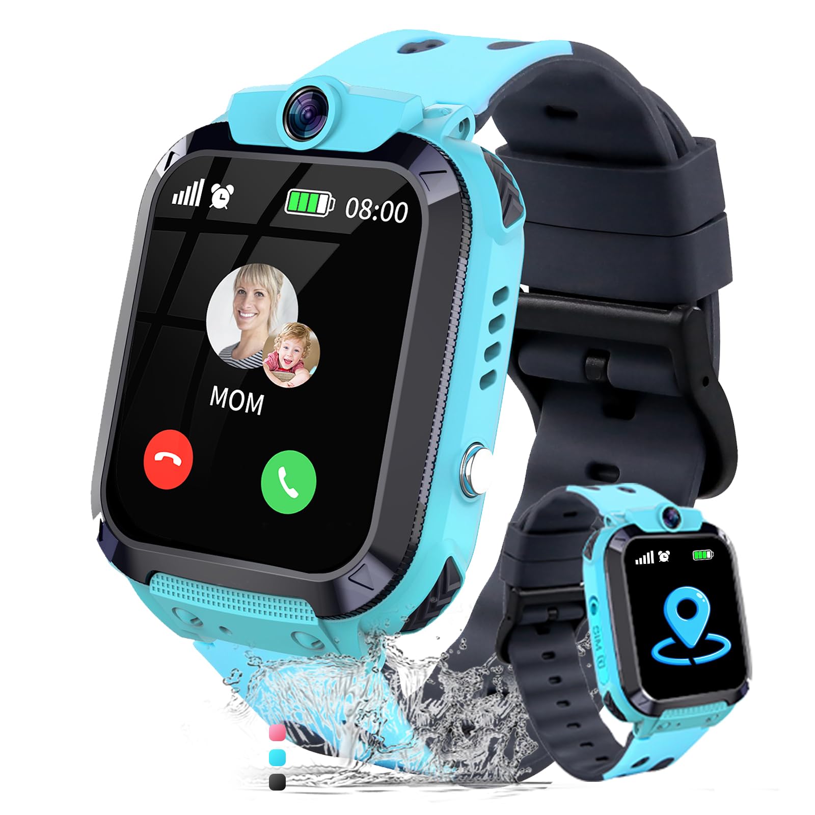 Reloj Inteligente Niño con GPS y Llamadas - Reloj Inteligente Niña con Teléfono SOS Despertador Resistente Al Agua Juego Modelo de Clase - Smartwatch para Niños Digital Regalo-