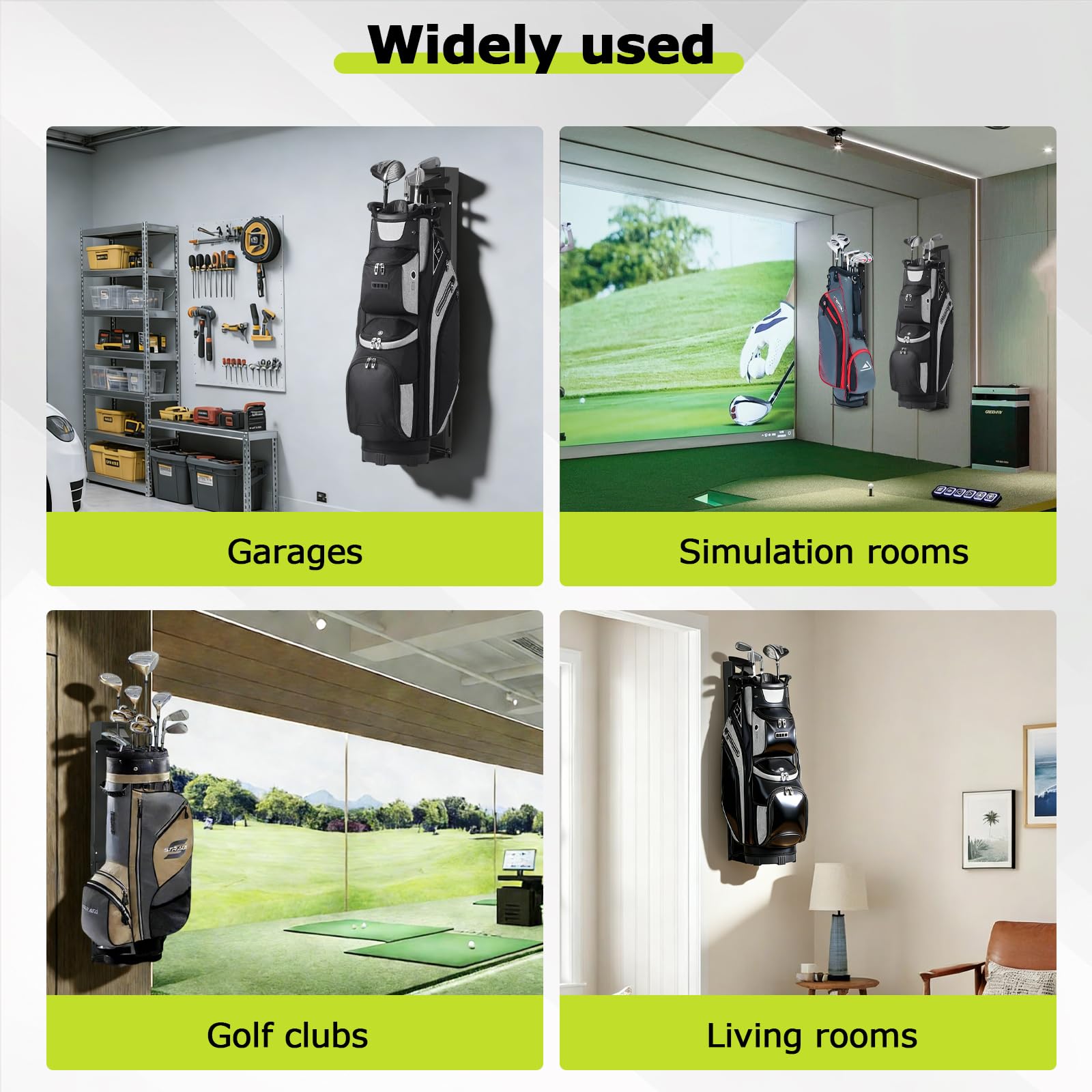 Wandhalterung für Golftasche, Aufbewahrungsständer für Garage, Golftaschenhalter für Wand, Gleitschienensystem, verstellbar, einziehbar, Golftasche, Aufbewahrungsregal für Golfschläger