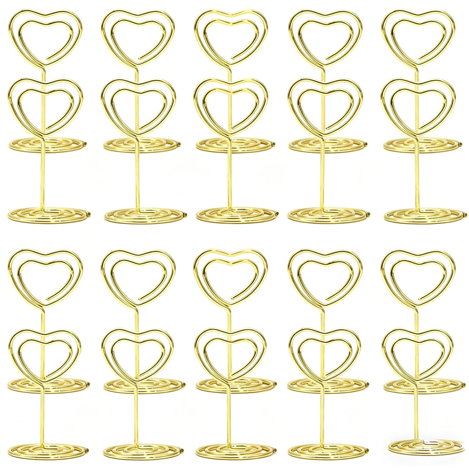 Muiltvoe 20 Pack Gold Heart Table Number Holders - Metal Place Card Stands for Weddings, Parties - Elegant Table Decor with Enhanced Stability