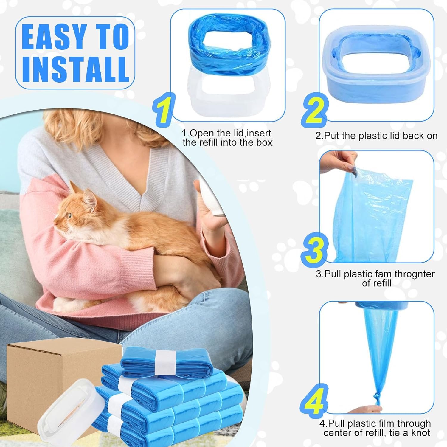 Cartucho de recarga para compatible con Tommee Tippee, Angelcare, LitterLocker, Spross, Littycat Genie Cubo de pañales, bolsa de basura, control de olores para 12 unidades de cubos de pañales