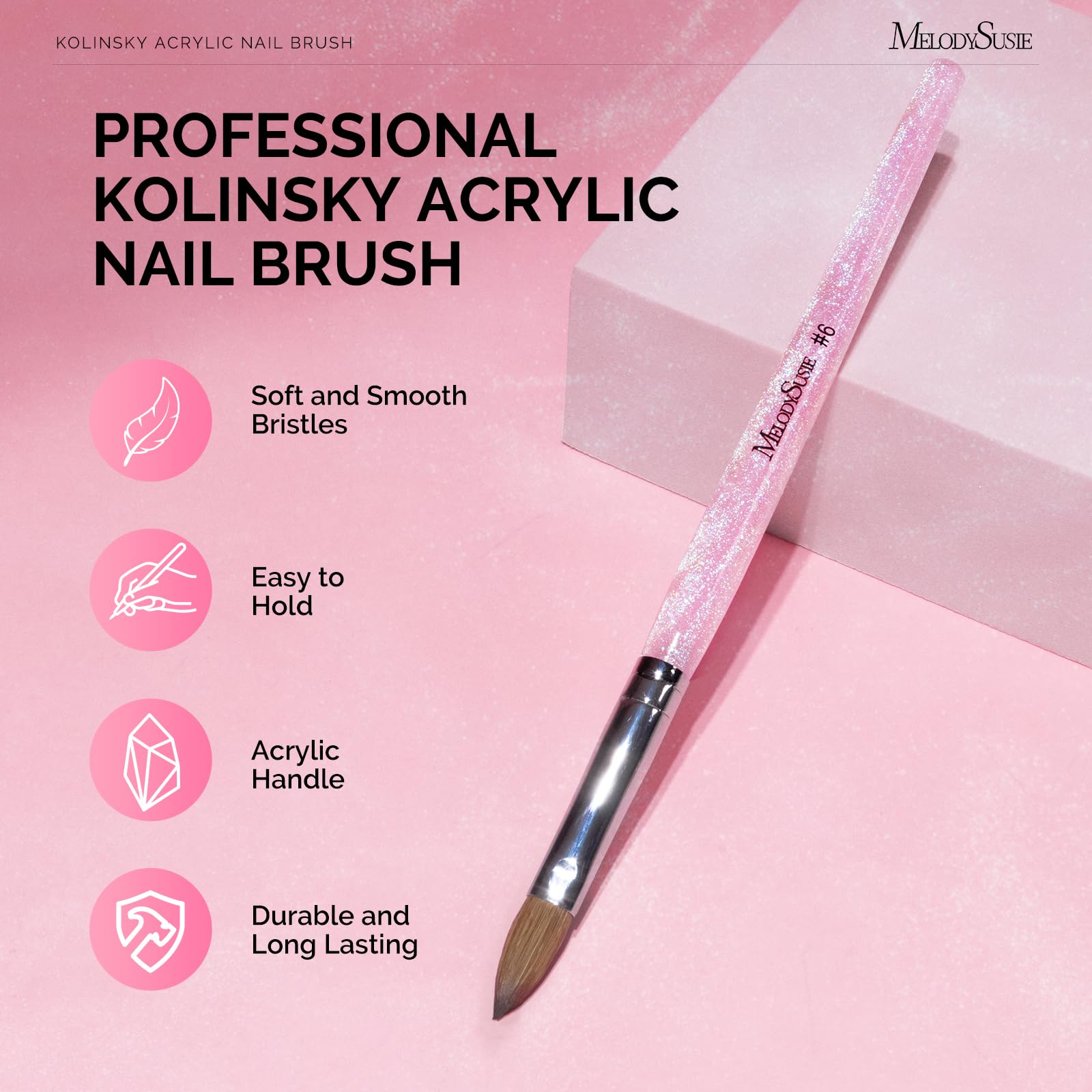 MelodySusie Acrylic Nail Brush for Nail Extension and 3D Nail Art