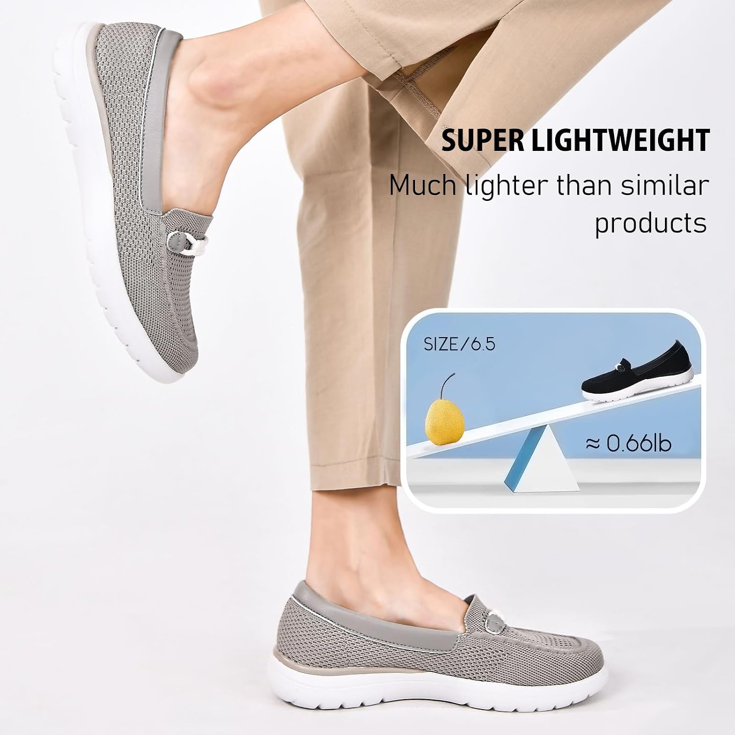 Buyrew Loafers for Women Comfort Slip On Walking Shoes Knit Dressy Comfortable Business Casual Work Flats