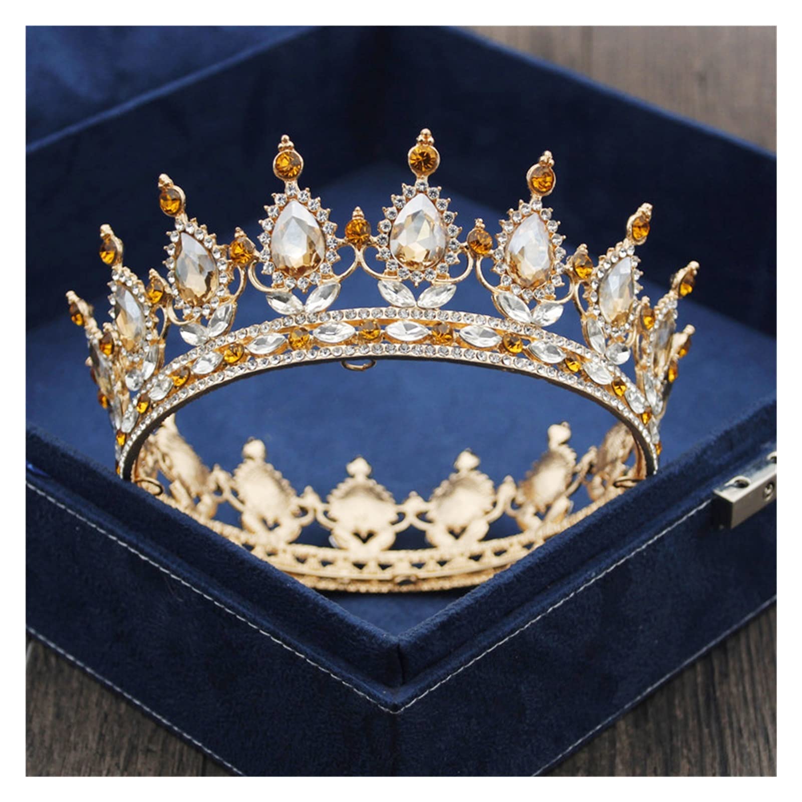 Tiara para niñas con corona de cristal amarillo ideal como regalo de comunión 7