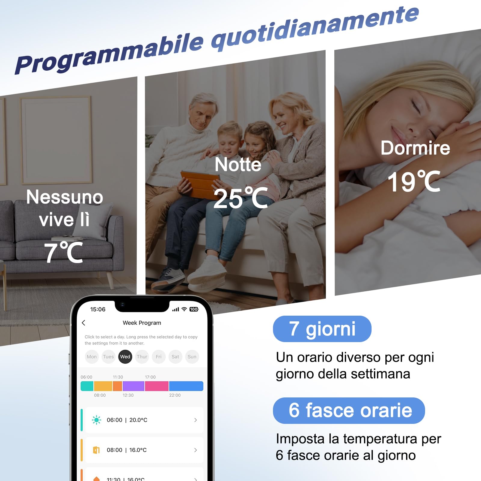 Termostato wifi, Intelligente Cronotermostato Wireless con Ricevitore per Caldaia 3A, Programmabile Settimanale, termostato da parete compatibile con Alexa e Google Assistant, a Batteria