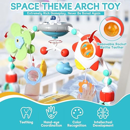 Miniatura 3 de Orzbow Juguete de arco de cochecito para bebé, juguetes musicales para colgar con la dentición, móvil de bebé para cuna, asiento de automóvil y