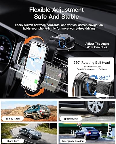 Miniatura 5 de Cargador Inalámbrico para Coche, ESSAGER 15W Carga Rápida Soporte de Teléfono para Coche Montaje con Sujeción Automática Soporte para Teléfono