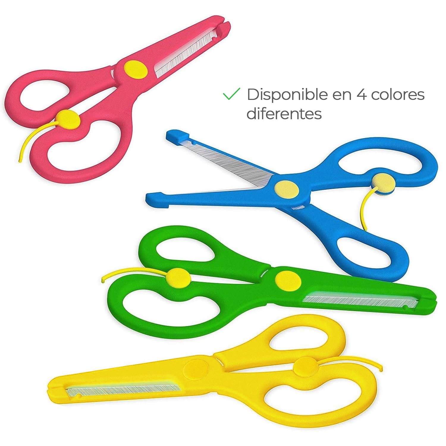 Tijeras Infantiles de Seguridad, Color Rojo, Azul, Amarillo o Verde, 4er-Set