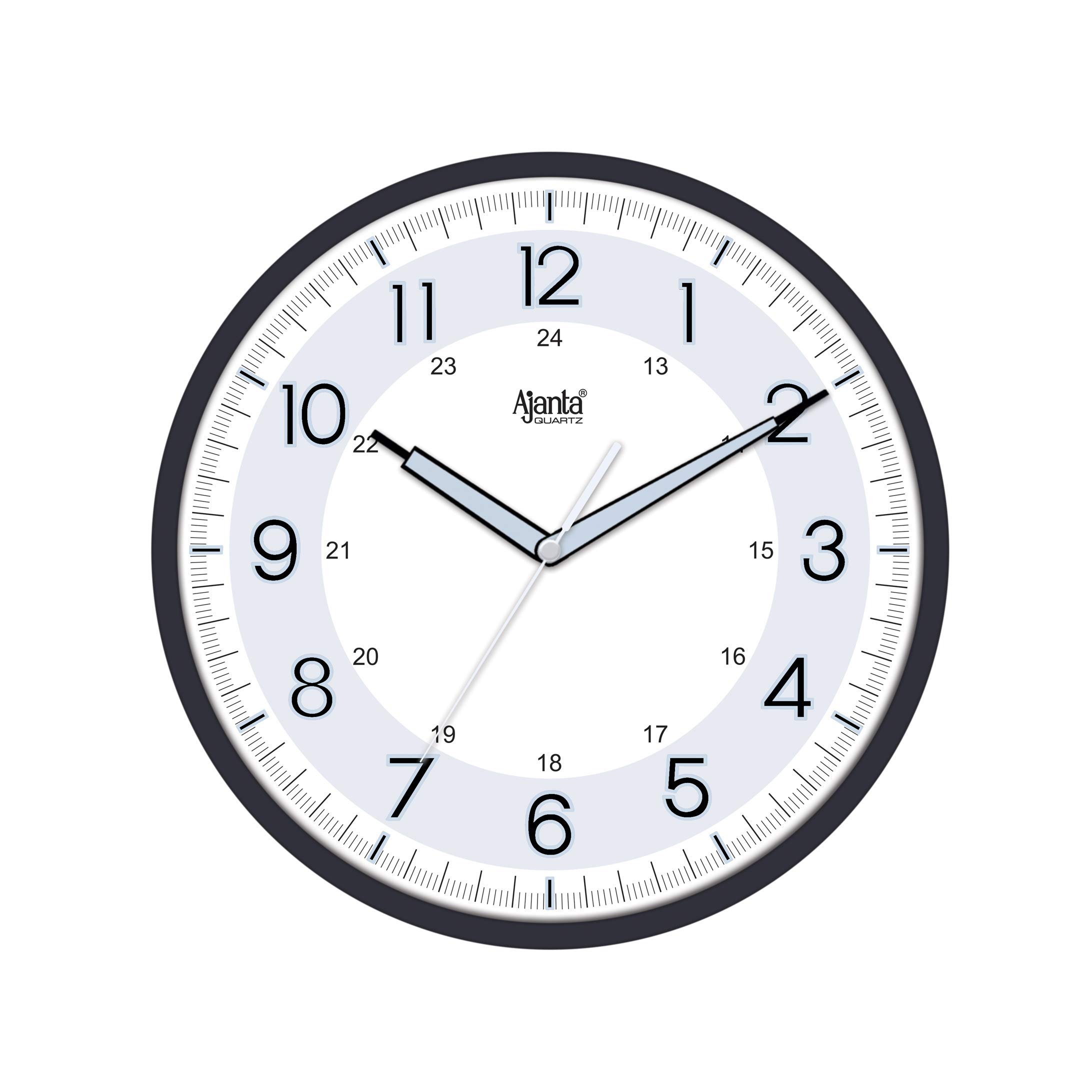 Ajanta 12 Inches Silent Sweep Radium Analog Wall Clock - Night Glow, White Dial - 30x30 cm (N Black)-picture-34