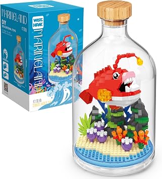 Creative Lantern Fish Toy Building Set,Adult Mini Animal Friend Set,Party Favors Gift for Friends,Office Home Decor Fishes Building Block Kits,New Year Easter Birthday Gift for Family
