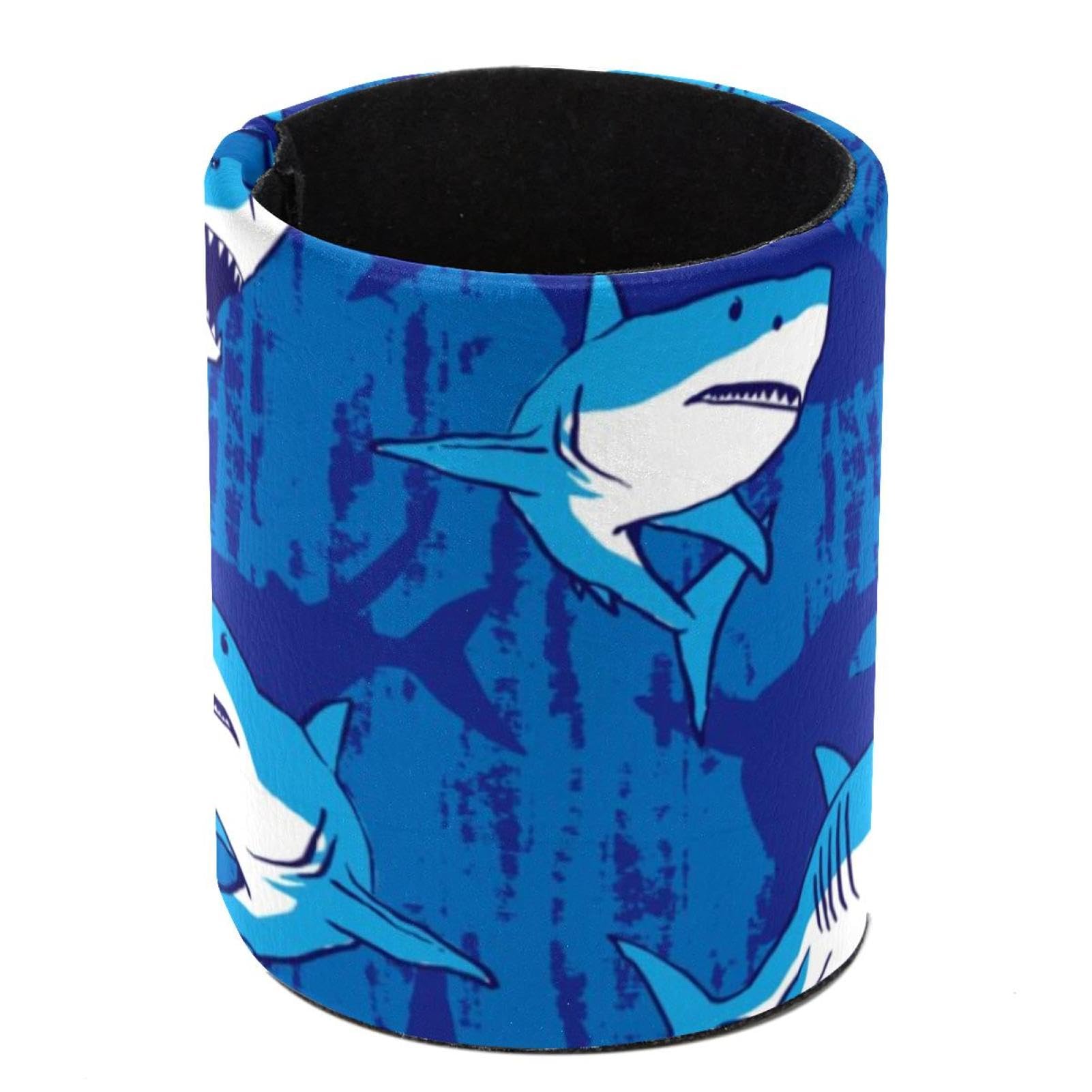 Eslifey Pen Holder Round Pencil Holder for Desk, Blue Shark Underwater Animal Pen Pot Pen Cup Makeup Brushes Holder Stand Display Desk Stationery Organiser for Home Office School โ image 1