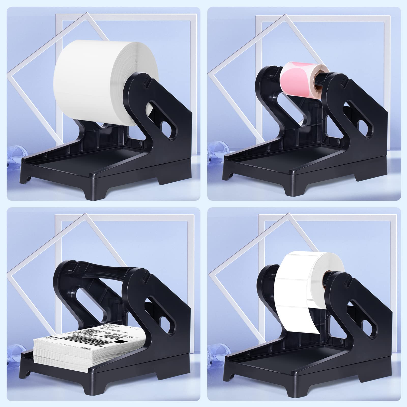 Phomemo Kit d'Impression Thermique : Porte-Étiquettes 2-en-1 & 2 Rouleaux d'Étiquettes d'Expédition 4x6 (1000 Étiquettes) - Compatible avec MUNBYN, Phomemo, Rollo - Imperméable, Sans BPA